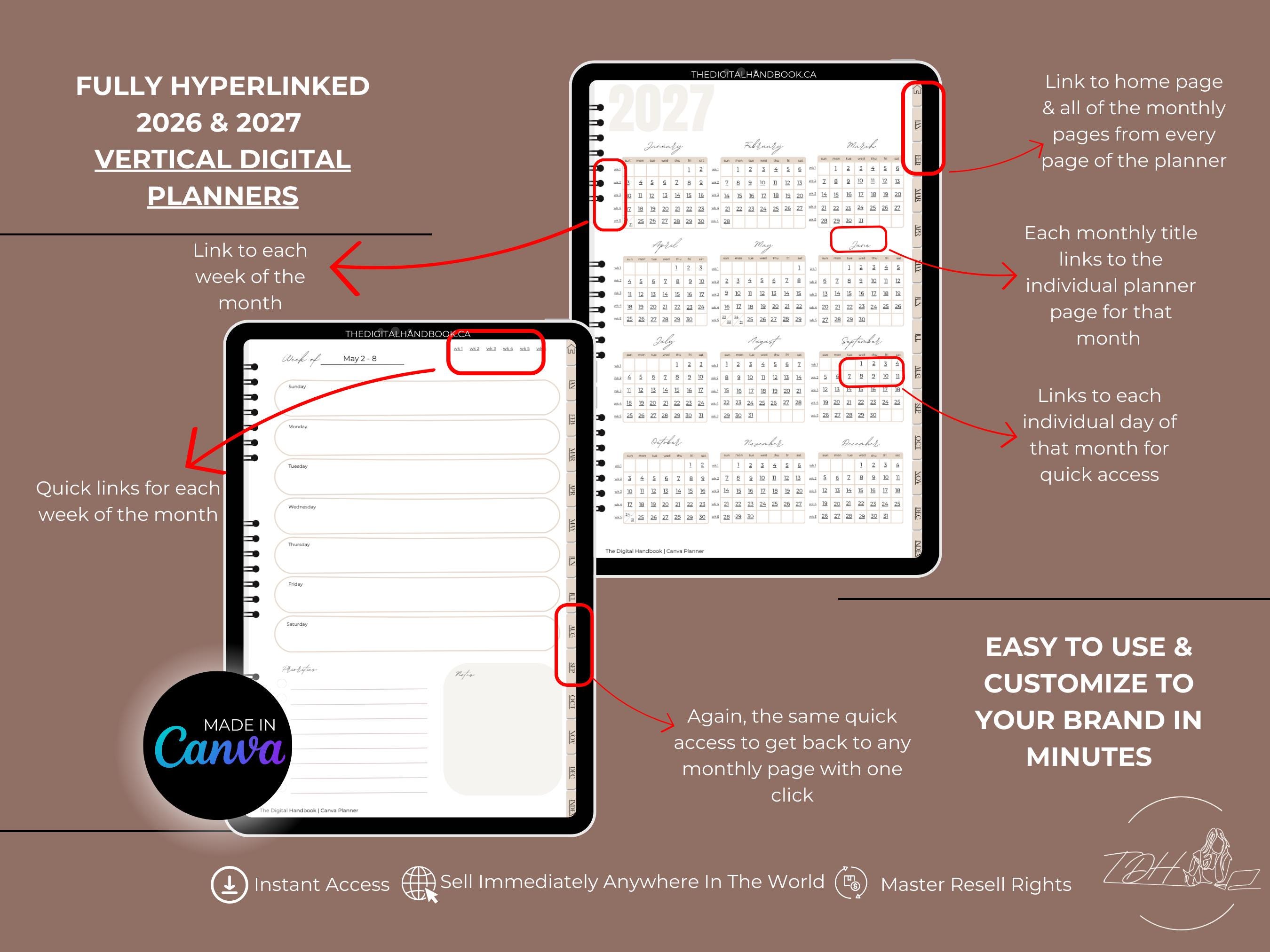 2026-2027 Digital Planner Bundle – Vertical & Horizontal Layouts, Canva ...