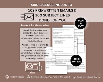 Done-For-You Email Marketing Templates: 102 MRR Email Campaigns (Digital Download)