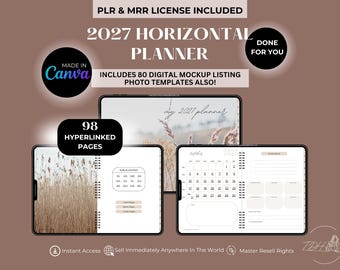 2027 Weekly Digital Planner Canva Template: PLR Resell Rights (PDF Download, Editable)