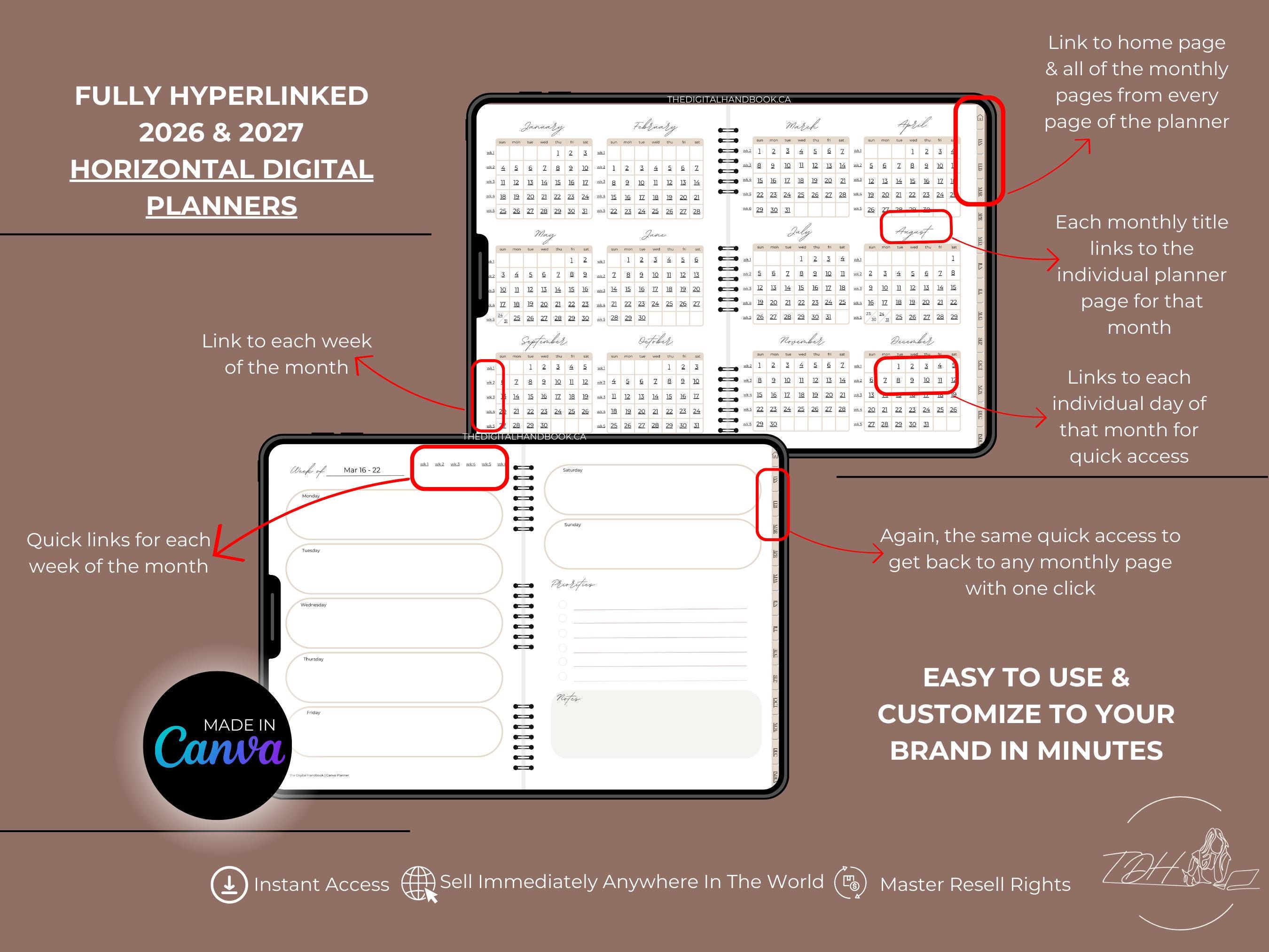 2026-2027 Digital Planner Bundle – Vertical & Horizontal Layouts, Canva ...