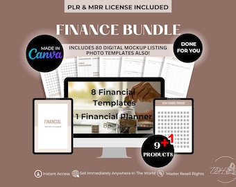 Finance Planner Bundle | Budget, Savings Tracker, Canva Template (MRR PLR)