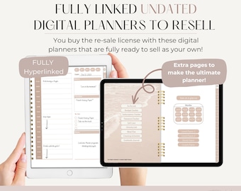 PLR digitale plannerbundel, doorverkooprechten, hyperlinks (keynote, PowerPoint), verticaal en horizontaal
