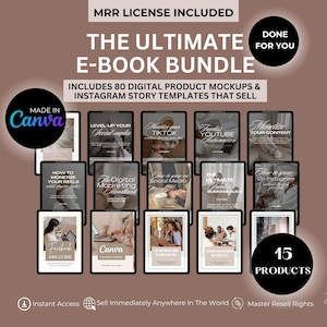 2025 MRR PLR EBook Bundle Done-For-You Faceless Digital Marketing E-Book Canva Editable Template Passive Income E-Books Social Media Growth