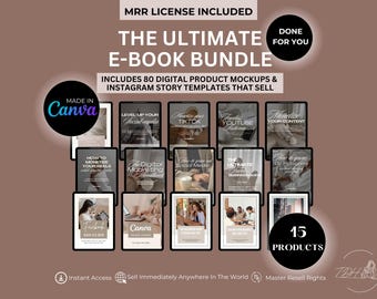 15 Done-For-You MRR PLR e-boekenbundel voor anonieme digitale marketing, passief inkomen