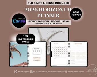 2026 Weekly Digital Planner Canva Template: PLR + MRR (PDF Download, Editable)