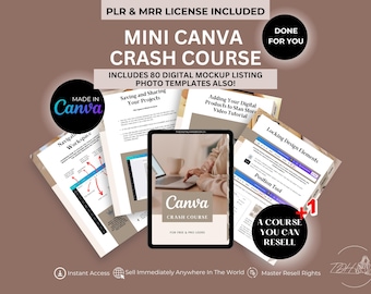 Ultimate Mini Canva Crash Course PLR MRR Digital Product Bundle Includes 80 Templates