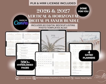2026-2027 Digital Planner Bundle – Vertical & Horizontal Layouts, Canva Editable (MRR)