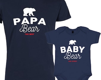 Papa and Baby Bear Dad and Child  Matching Organic Family Set (Set of 2)