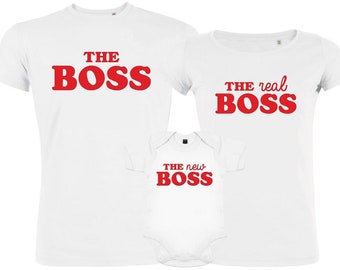 The boss The vrai boss The New Boss - T-shirt familial assorti bio (Lot de 3)