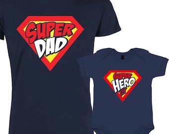 Tenue assortie pour super papa et super héros papa et enfant