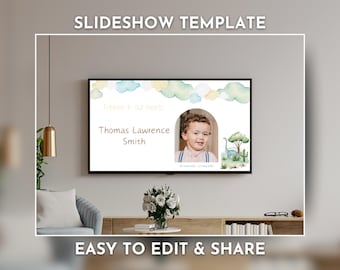 Presentación de diapositivas para funerales infantiles, video conmemorativo de un niño pequeño, recuerdo de funeral infantil, presentación de funeral, celebración de la vida de un bebé, collage de fotos