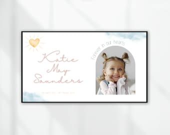 Presentación de diapositivas de funeral de niños, video conmemorativo de niña pequeña, recuerdo de funeral de niño, presentación de funeral, celebración de la vida de un bebé, collage de fotos