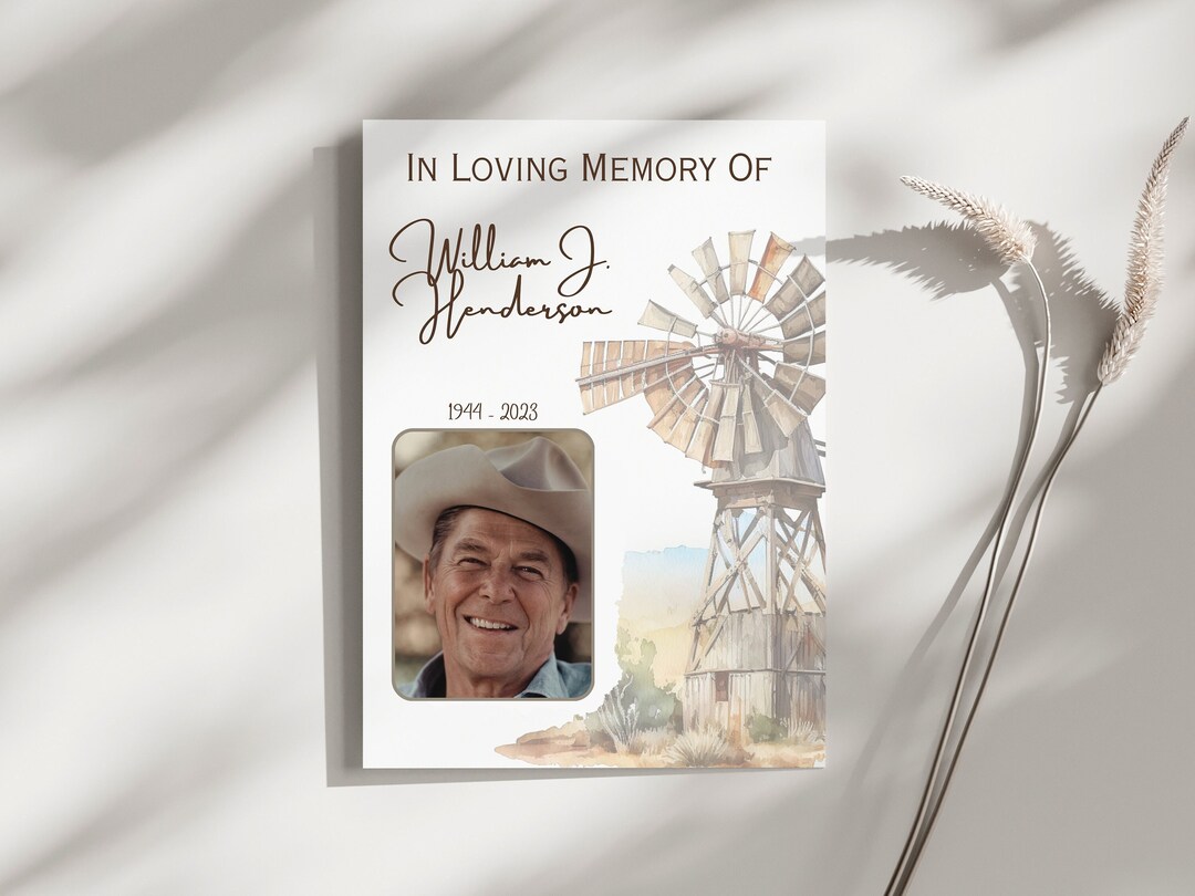 Country & Western Funeral Program, Memorial Service, Printable Order of Service, Cowboy