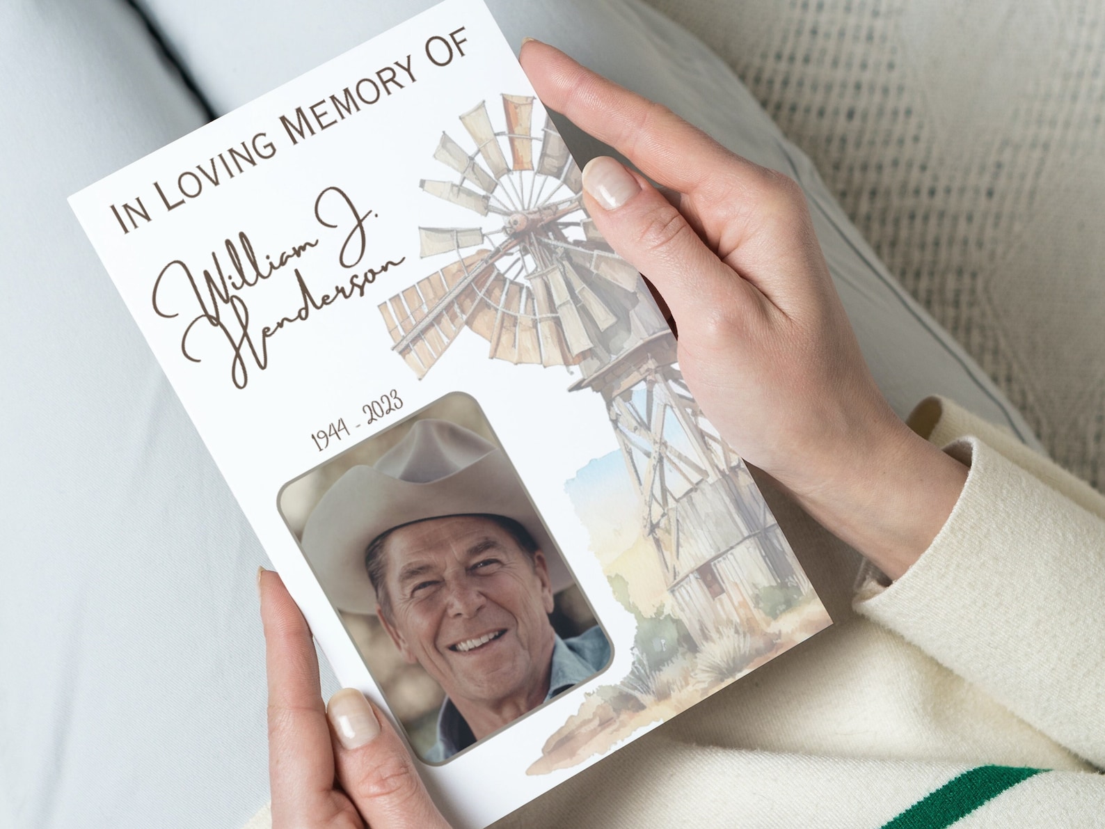 Country & Western Funeral Program, Memorial Service, Printable Order of Service, Cowboy