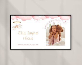 Presentación de diapositivas de funeral de niños, video conmemorativo de niña pequeña, recuerdo de funeral de niño, presentación de funeral, celebración de la vida de un bebé, collage de fotos