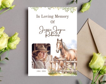 Horse Saddle Funeral Program, Horseman Memorial Service, Printable Order Of Service, Cowgirl Celebration Of Life, Editable Funeral Template