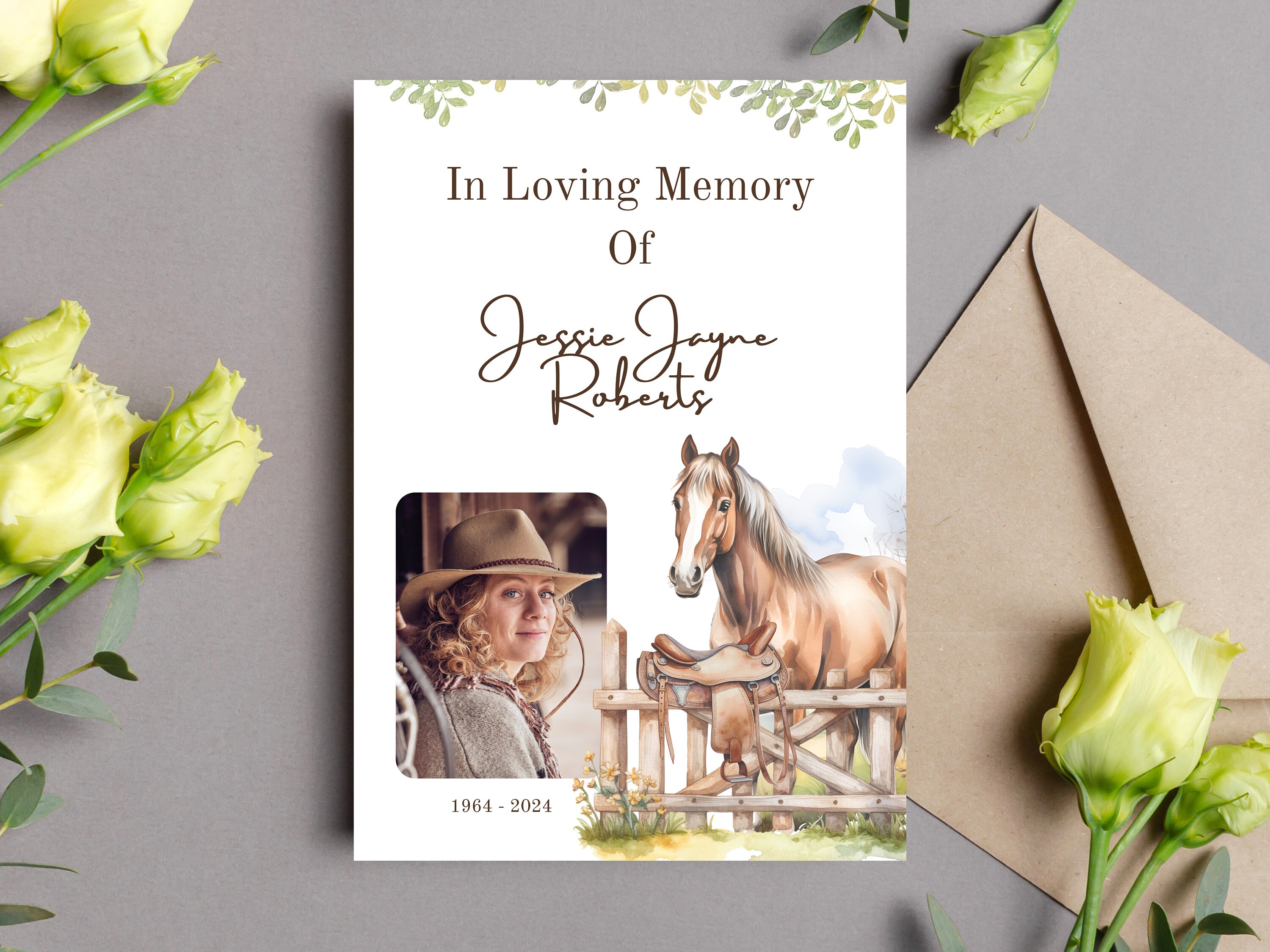 Horse Saddle Funeral Program, Horseman Memorial Service, Printable Order Of Service, Cowgirl Celebration Of Life, Editable Funeral Template