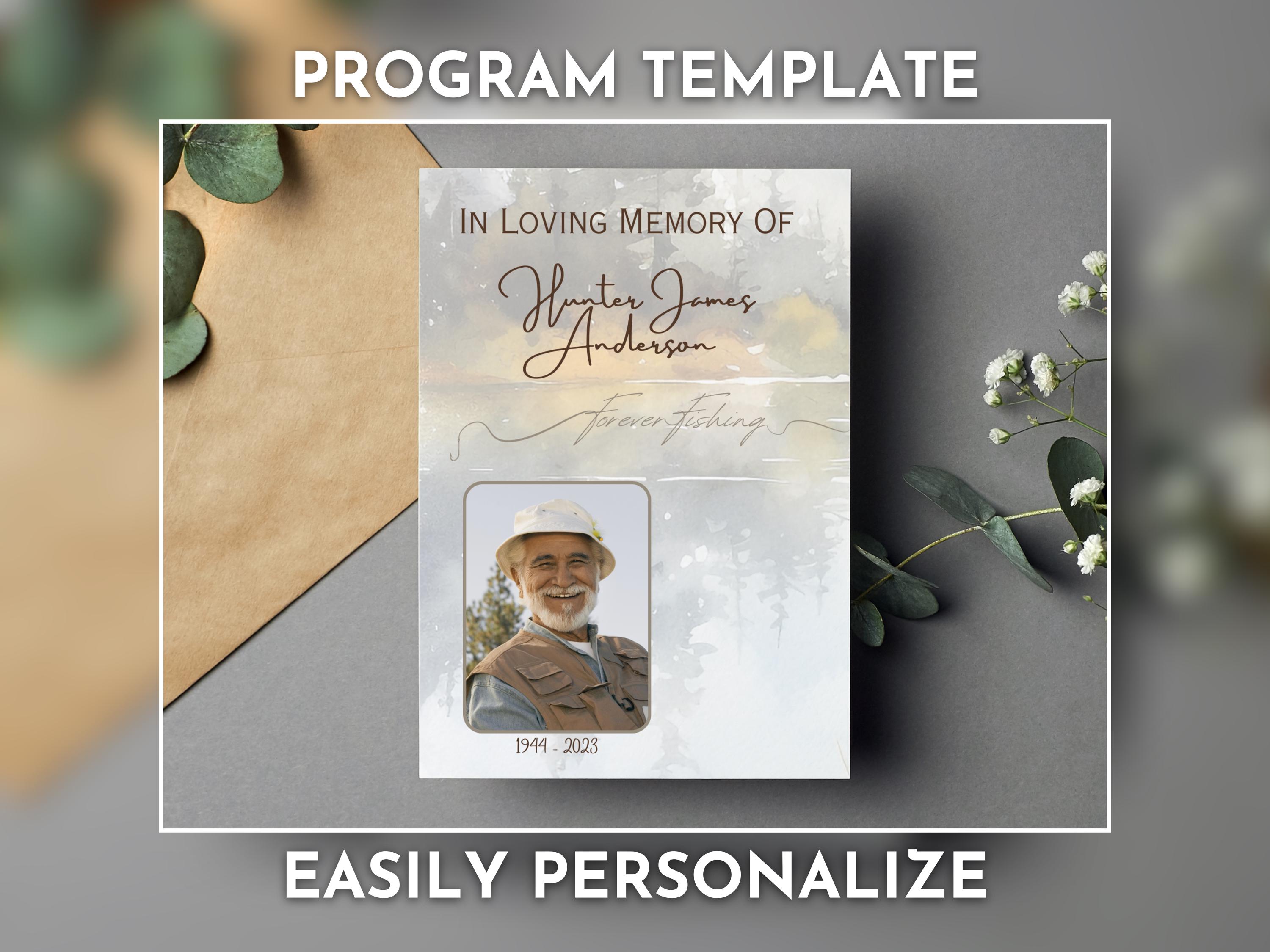 Fish Funeral Program Design Forever Fishing Funeral Program, Fisherman Memorial Service, Printable ...