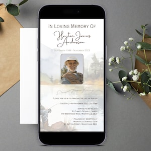 Forever Fishing Funeral Invitation Template, Fisherman Memorial Service Invite, Celebration Of Life Announcement, Editable Funeral Evite