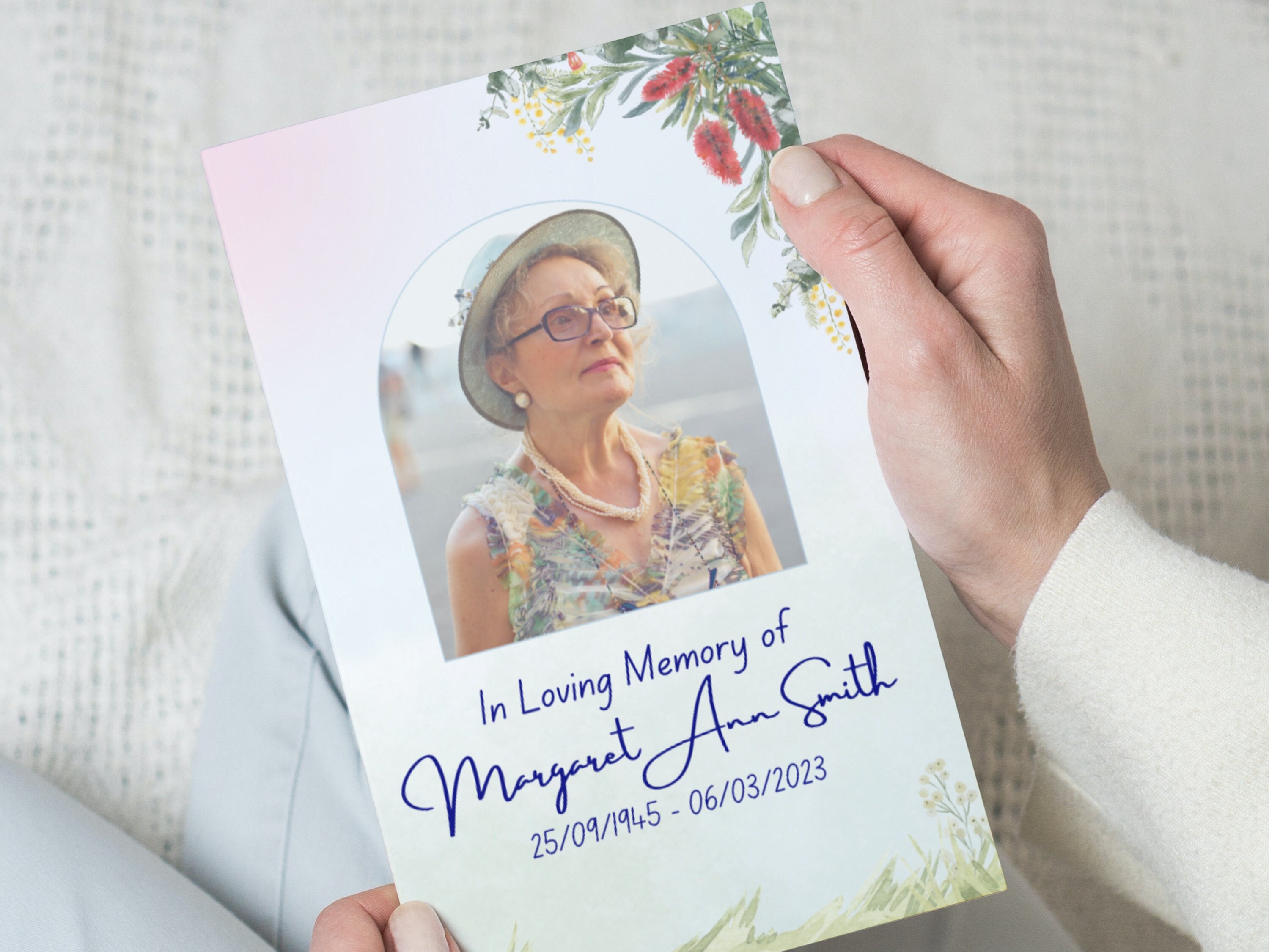 Floral Birds Funeral Program, Memorial Service Program, Printable Order ...
