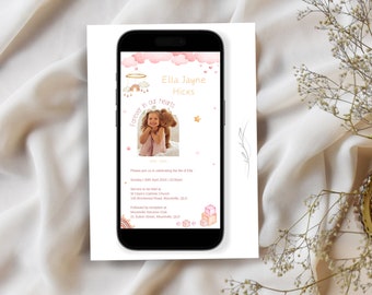 Plantilla de invitación para funeral de niños, invitación para servicio conmemorativo de bebé, celebración de la vida de una niña, anuncio de funeral para niños editable