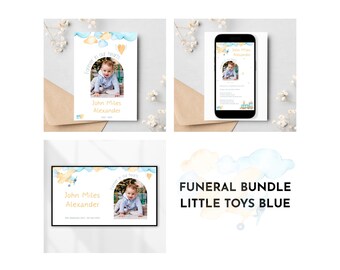 Paquete para funeral infantil, plantilla para servicio conmemorativo infantil, celebración de la vida, programa funerario para niño pequeño, presentación de diapositivas para funeral, invitación para funeral