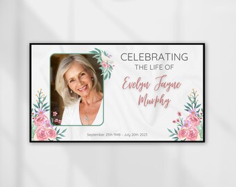 Funeral Slideshow Pink Flowers, Memorial Video, Funeral Keepsake, Funeral Presentation Template, Celebration Of Life, Funeral Photo Collage