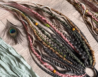 Ombre Dteadlocks Ponytail, Synthetic Forest Viking Dreads, Brown to Blonde Dreadlocks Hair Extensions