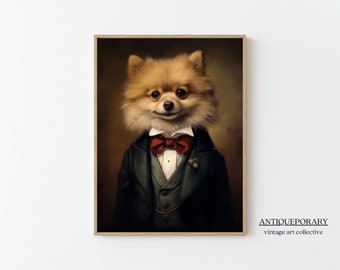 Royal Pomeranian Portrait, Victorian Dressed Animal Print, Royal Dog Poster, Pet Portrait Painting, Altered Art Print, Vintage Inspired Art