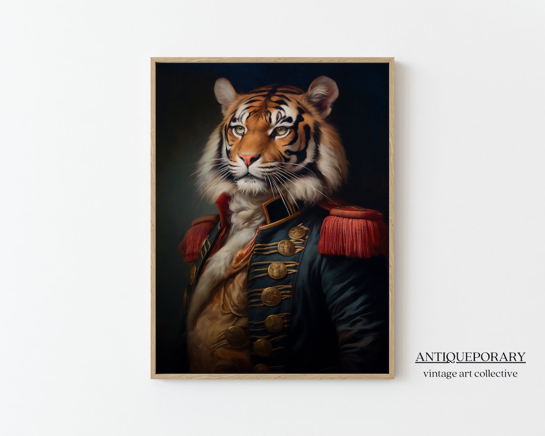 Victorian Animal Portrait Dressed Animal Print Royal Tiger Etsy