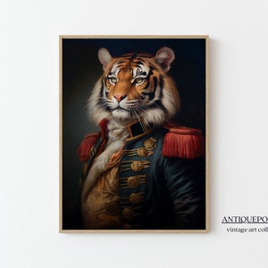 Ritratto di animali vittoriani, Stampa di animali vestiti, Stampa di tigre reale, Poster di animali reali, Ritratti di animali rinascimentali, Arte di ispirazione vintage