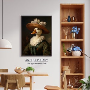 Portrait d'animaux victoriens, impression vintage canard femelle royale, affiche animal Renaissance animal sombre maussade, art altéré, cadeau pour amoureux des animaux image 4