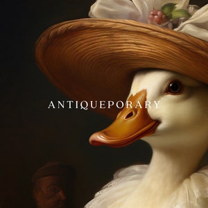 Portrait d'animaux victoriens, impression vintage canard femelle royale, affiche animal Renaissance animal sombre maussade, art altéré, cadeau pour amoureux des animaux image 9
