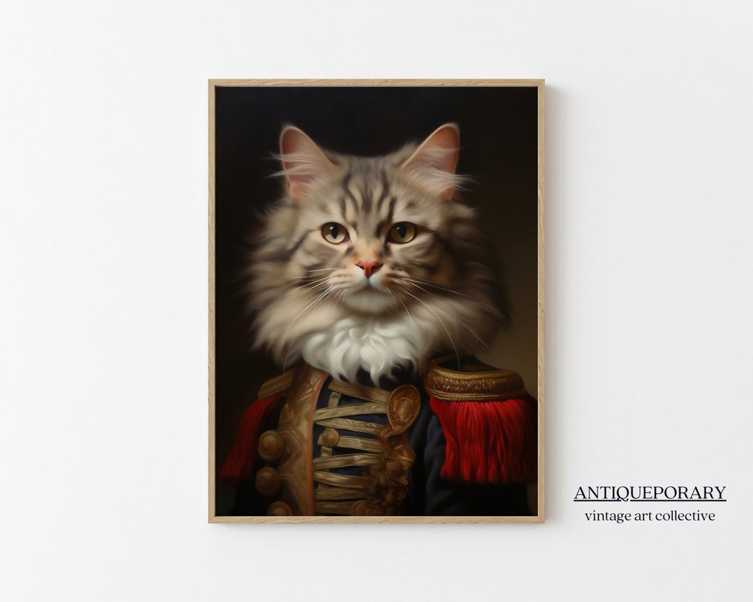 Victorian Animal Portrait, Royal Cat Poster, Royal Animal Painting