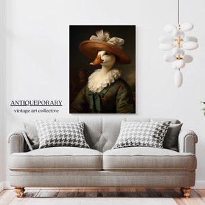 Portrait d'animaux victoriens, impression vintage canard femelle royale, affiche animal Renaissance animal sombre maussade, art altéré, cadeau pour amoureux des animaux image 6