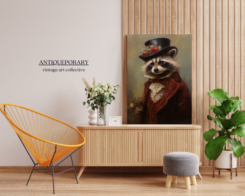 Victorian Animals Portrait, Royal Raccoon Art Print, Renaissance Animal