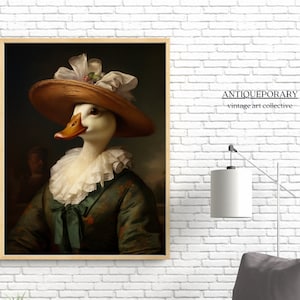 Portrait d'animaux victoriens, impression vintage canard femelle royale, affiche animal Renaissance animal sombre maussade, art altéré, cadeau pour amoureux des animaux image 7