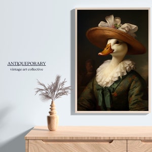 Portrait d'animaux victoriens, impression vintage canard femelle royale, affiche animal Renaissance animal sombre maussade, art altéré, cadeau pour amoureux des animaux image 3