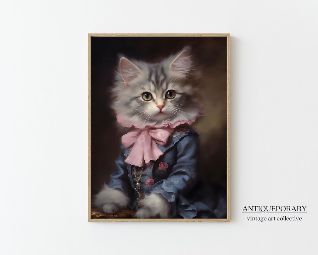 Baby Cat Vintage Portrait Victorian Animal Portrait Dressed Etsy