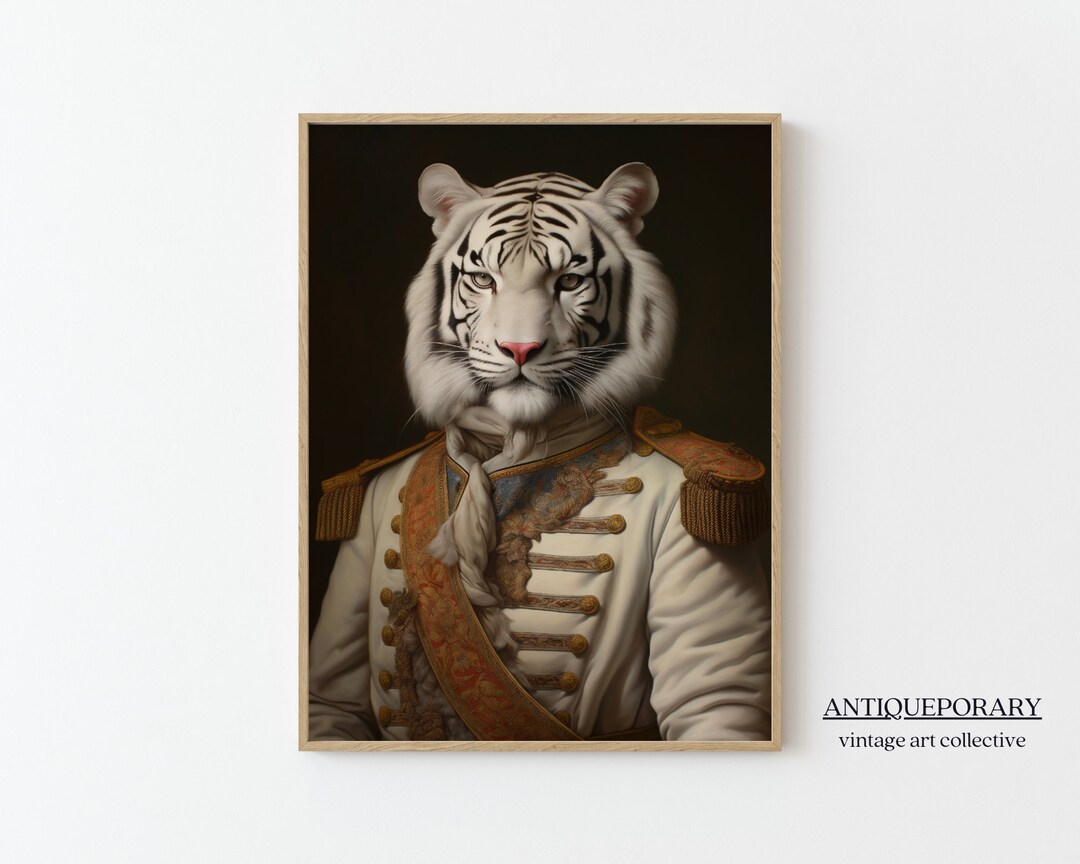 Victorian Animal Portrait Dressed Animal Print Royal Tiger Etsy