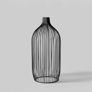Tall Ornate Astra Black Iron Vase, Statement Open Frame Console Decor