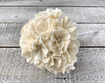 Large Hydrangea Sola Wood Flower, 1 Ivory Statement Bloom for Wedding Centerpieces