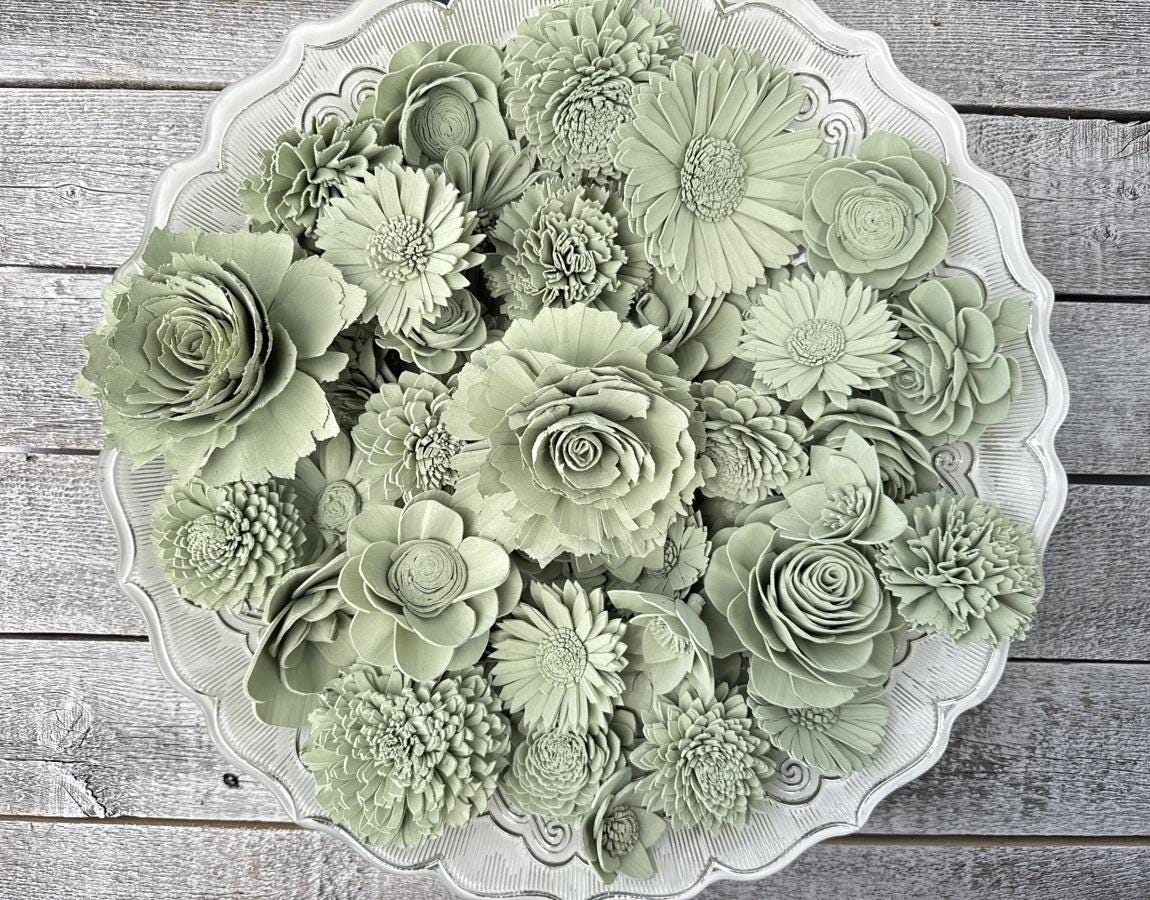 Sage Dyed Sola Wood Flowers