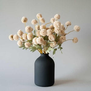 Faux Kiku Flower, 10 Stems - Artificial Flowers - Cream Vase Decor