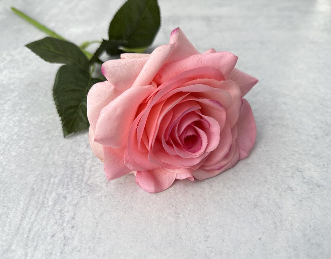 Pink Tea Roes Real Touch Hybrid Tea Rose Stem - Artificial Flower - Pink - Etsy