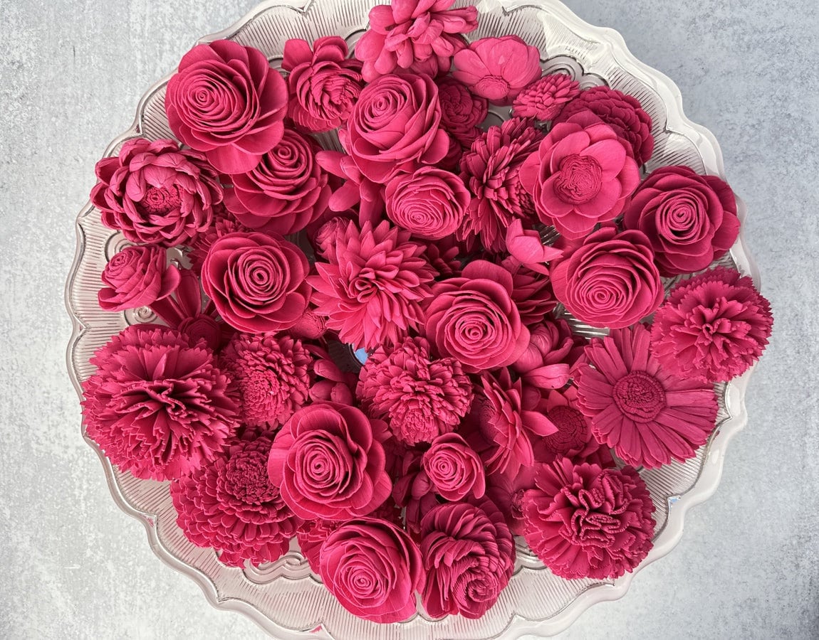 Hot Pink Dyed Sola Wood Flowers