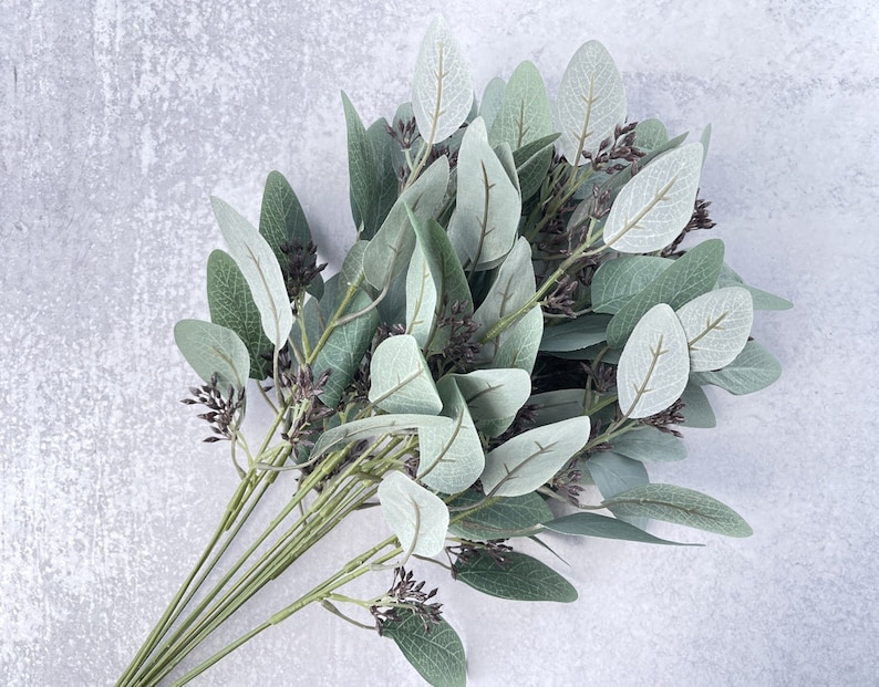 Faux Seeded Eucalyptus Bush - Artificial Greenery - Sage Green - Etsy