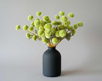 Faux Kiku Flower, 10 Stems - Artificial Flowers - Green Vase Decor