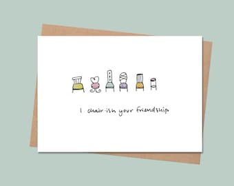 Je préside notre amitié, carte de vœux faite à la main