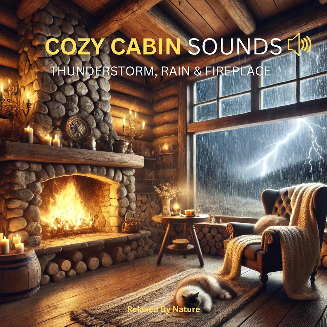 Cozy Cabin Ambience Sounds | 12 Hour Thunderstorm, Lightning, Rain and ...